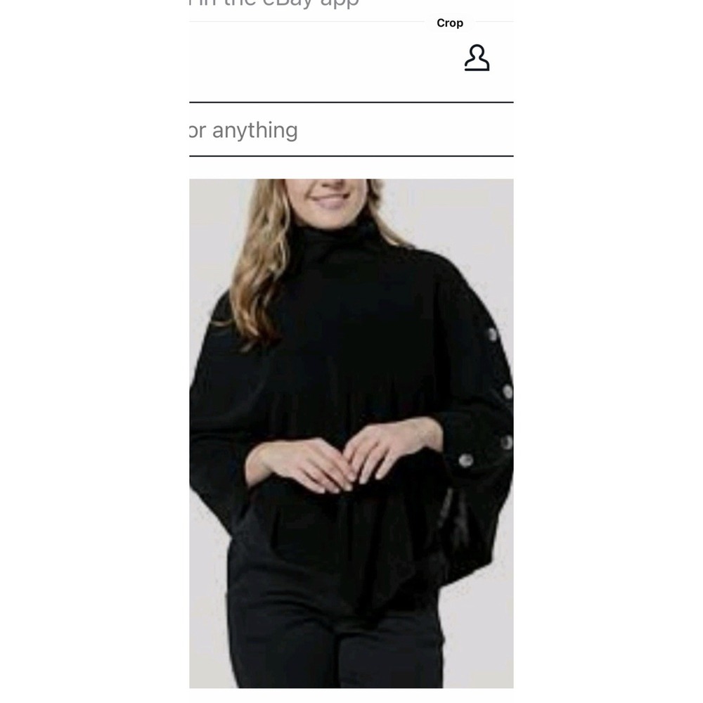DG2 Diane Gilman Women's Turtleneck Black Poncho Luz Touch Sweater Knot NWT Sz S